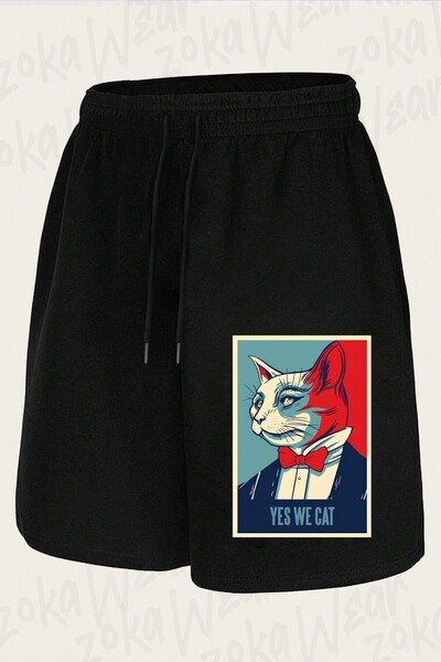 ZOKAWEAR Unisex Suit Cat Design Printed Shorts