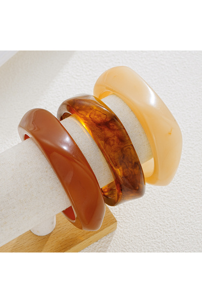 Choice AYA6598701 3pcs Vintage Brown Resin Bracelets Set for Women Boho Punk ...