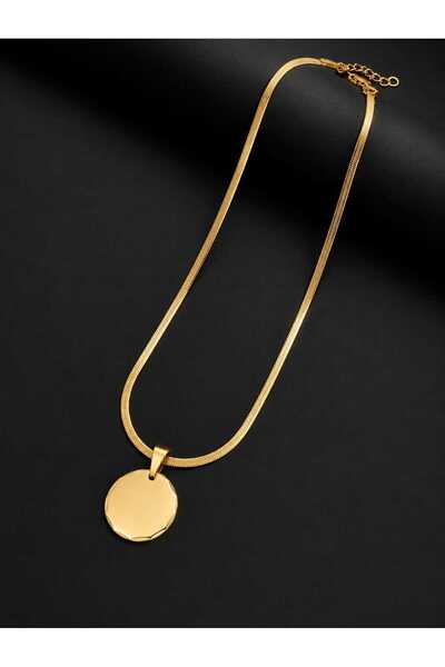 Satürn Silver Kuyumculuk Yassı İtalyan Zincirli Gold Çelik Bileklik