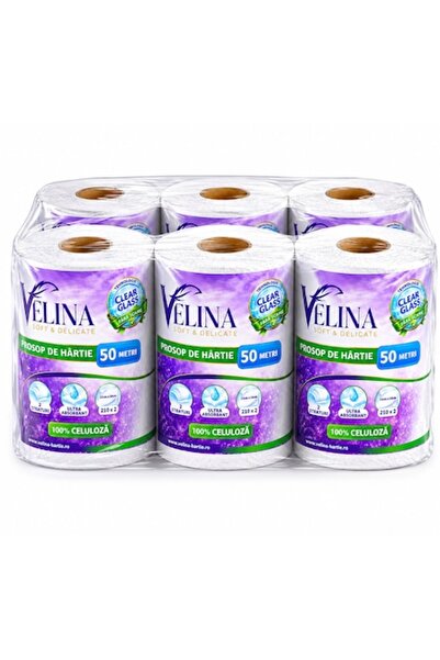 velina Cutie cu 6 role de prosoape de hârtie, 210 foi, 50m