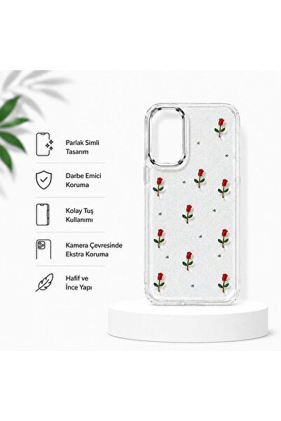 yuscerham Xiaomi Redmi Note 10 Pro Uyumlu Desenli Şeffaf Simli Gümüş Kamera K...