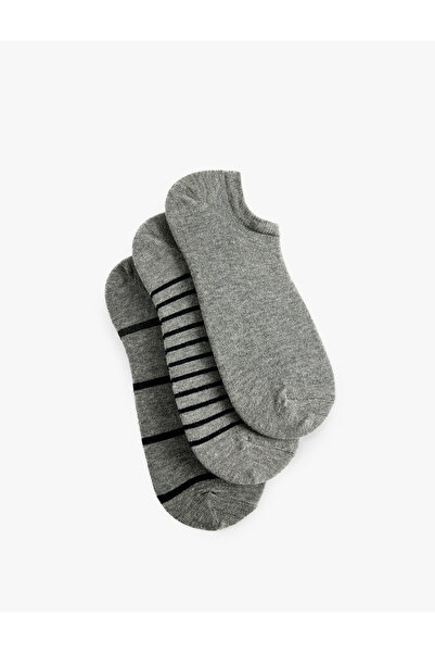 Koton Striped Cotton 3-Piece Invisible Socks Set