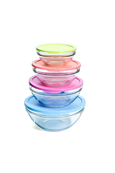 Paşabahçe Set de 4 recipiente rotunde cu capac Pasabahce Chef's de 2.5 L, 1.7...