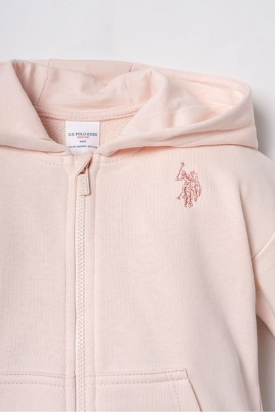 U.S. Polo Assn. Embroidered Baby Girl Pink Long Sleeve Pajama Set Usb3246-C-V3