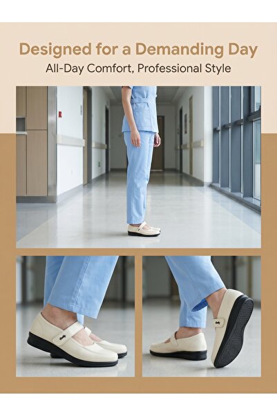 SAUDI STEPS Ladies Ergonomic Leather Mary Jane Shoes Super Lightweight Cushio...
