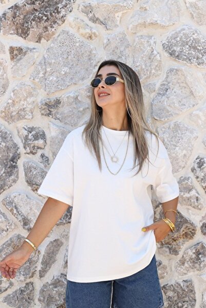 bytugcekaya Tricou alb oversize basic