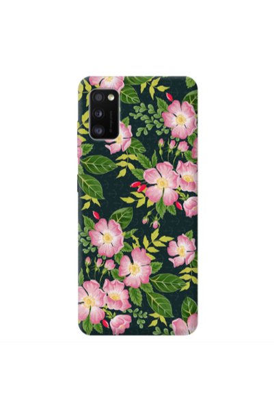 Other Samsung A41 Pink flowers green laves Transparent Silicone TPU Θήκη