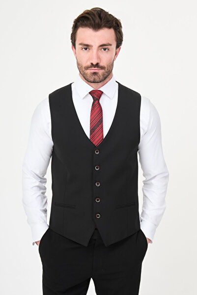 Mcr Straight Slim Fit Classic Men's Vest Black - 40964.26Y