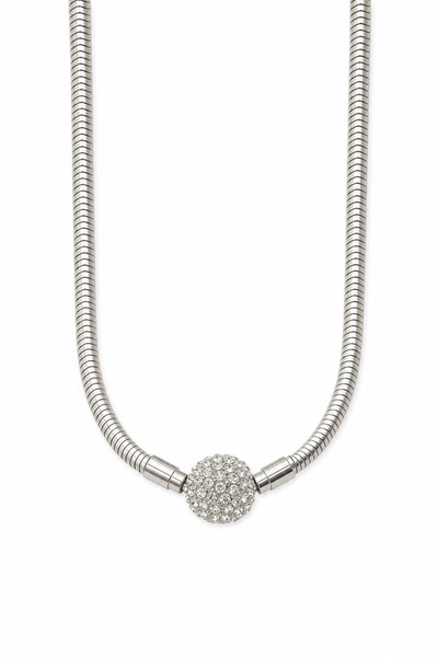 Jack Ferrero Women's Steel Snake Chain Shiny Stone Ball Detailed Stylish Neck...