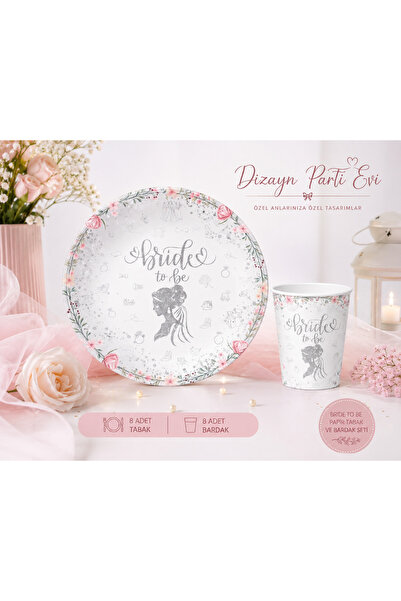 Dizayn Parti Evi Bride To Be Karton Tabak ve Bardak Seti 8 Kişilik Bekarlığa ...