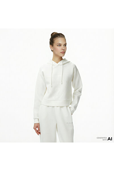 Guess New Alisa Kadın Beyaz Hoodie