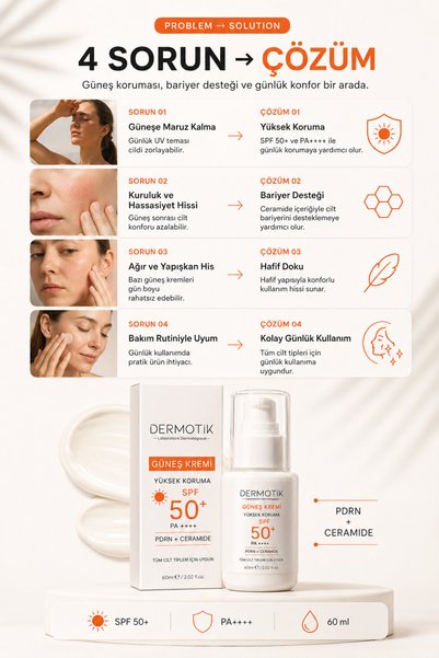 Dermotik Spf 50+ Pdrn Ceramide Tone Equalizing Sunscreen Against Blemish Appearance 60 ml