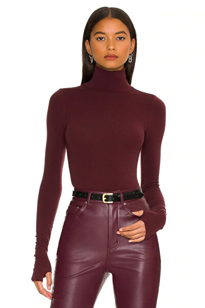 ostende Women's Long Sleeve Finger Snap Turtleneck Bodysuit