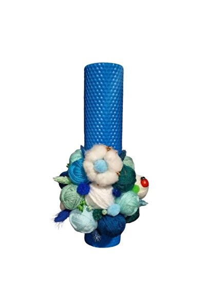 OEM Lumânare tip fagure pentru botezul unui băiat, decorată cu fire, bumbac, ...