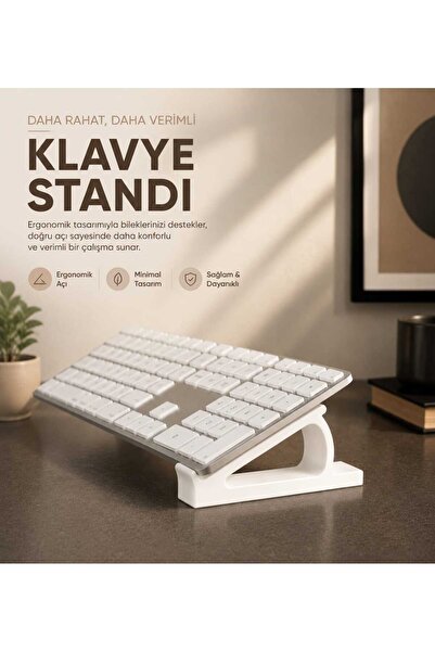 Luvena Ergonomik Klavye Standı Yükseltici Minimal Masaüstü Klavye Tutucu Bile...