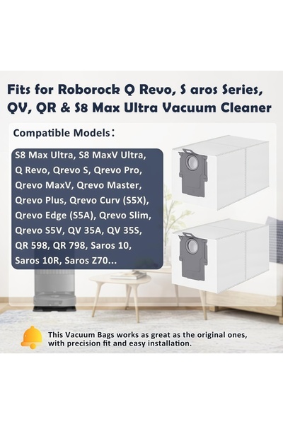 Choice WHITE 14 Pack Dust Bag for Roborock QV 35S/35A/Qrevo S5V/Saros 10R/Qre...