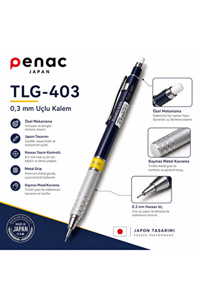 PENAC TLG-403 Profesyonel Teknik Çizim Kalemi Metal Gövde Versatil Mekanik Uç...