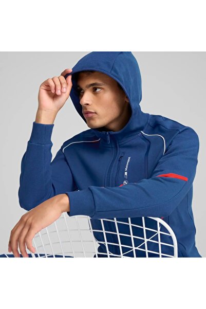 Puma BMW MMS HOODED SWEAT JACKET Mavi Erkek Sweatshirt