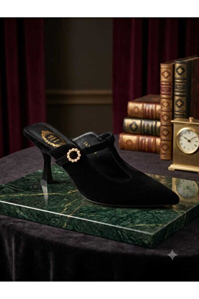 NİSH EXCLUSİVE 2622 Women's Genuine Leather Heeled Slippers