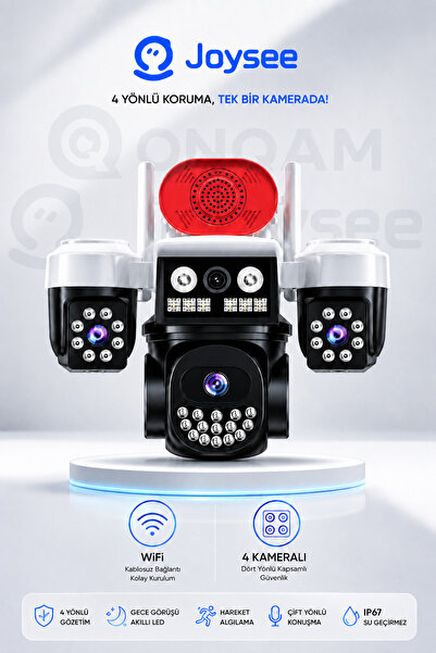 ONQAM 3 Kameralı WİFİ Adaptörlü 12MP Hareket Algılamalı Gece Görüşlü Güvenlik...