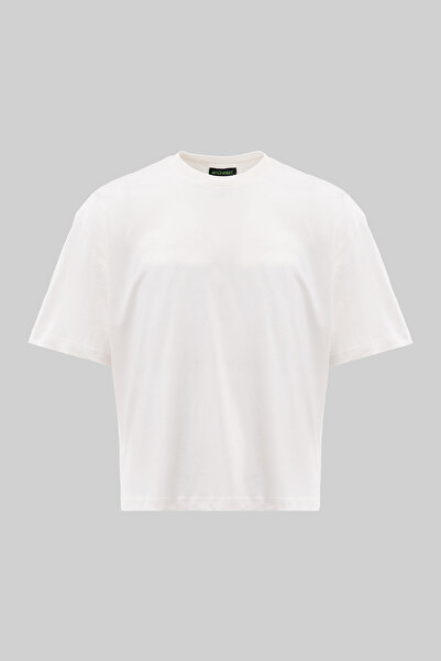 Machinist Ανδρικό βαμβακερό μπλουζάκι Basic Crop Oversize σε χρώμα εκρού
