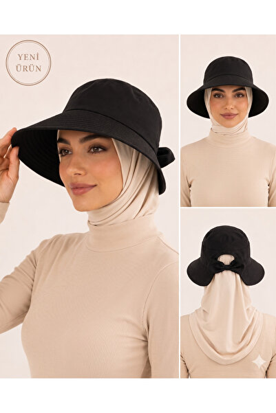 MYZİ STORE Women's Hijab Bowknot Wide Brim Summer Hat Open Back Beach and Dai...