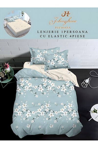 naniland.ro Lenjerie de Pat 1 Persoană 4 Piese cu Elastic 155x200 cm, Model T...