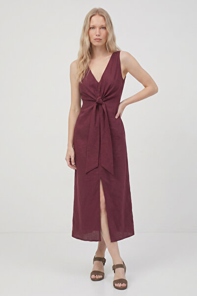 Purpleclo Women's Draped Knot Detailed Stylish Long Dress