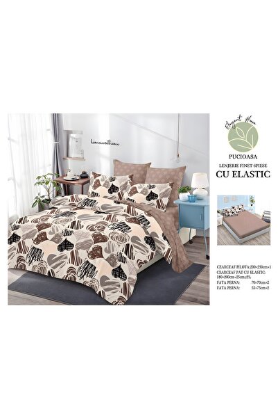 naniland.ro Lenjerie de Pat Bumbac Satinat 2 Persoane 6 Piese cu Elastic 180x...