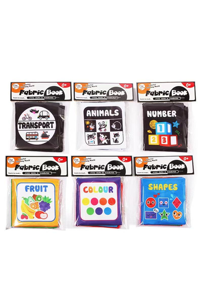 Simply Joy Set de 6 cărți senzoriale textile pentru bebeluși, cu forme, numer...