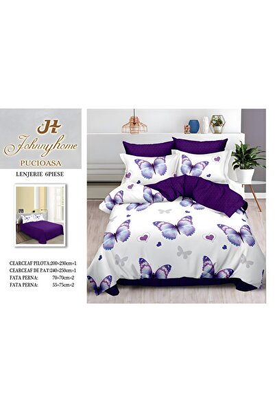 naniland.ro Lenjerie de Pat Bumbac Satinat 2 Persoane 6 Piese fără Elastic 20...