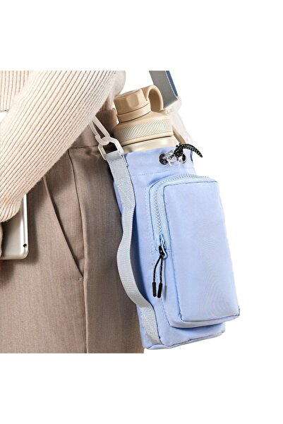 Choice Blue with Adjustable Shoulder Strap Water Bottle Holder Pouch With Pho...