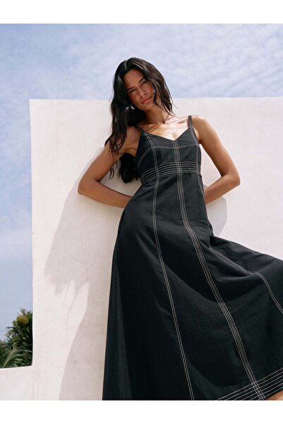 The Handloom Eva Maxi Elbise - Siyah