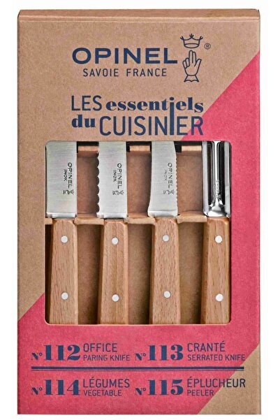 Opinel Set de Bucatarie Les Essentiels, 4 Cutite, Otel Inoxidabil, Maner Lemn...