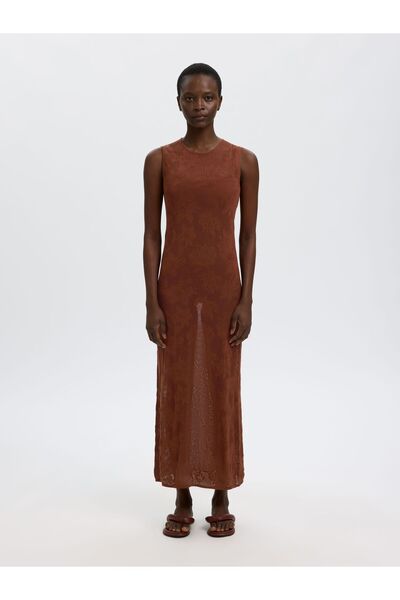 SELECTED Maxikleid Ärmelloses Baumwoll