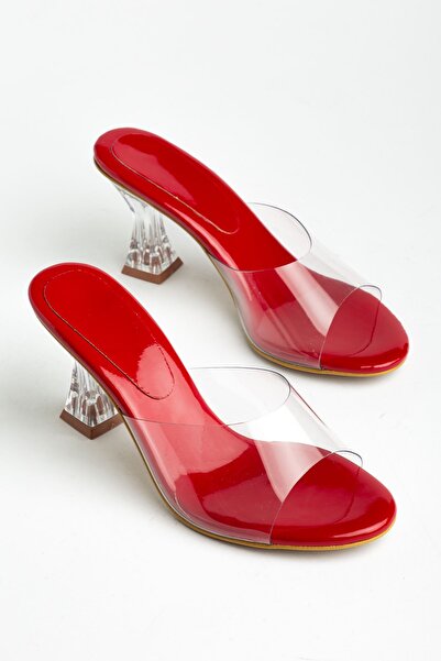 Zerenyus Zri̇n-619 Red Patent Leather Transparent Strapped Transparent Heeled...