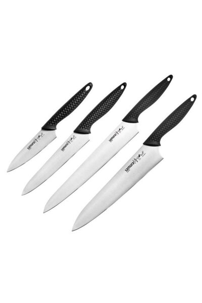 Samura Set 4 cutite de bucatarie, Samura, Otel, 100 mm, Negru