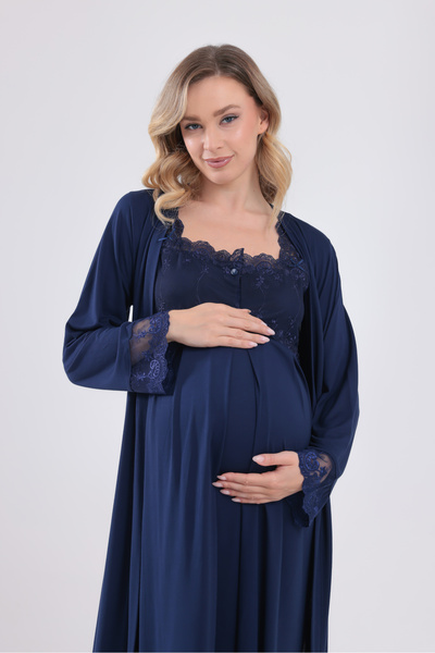 Yulem Homewear طقم ملابس نوم وقميص نوم للحوامل من القطن بنسبة 100% بتصميم دان...
