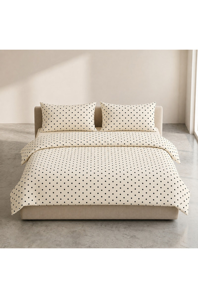 Tabu Home Ranforce Krem Sarı Puantiye Çift Kişilik Nevresim Seti