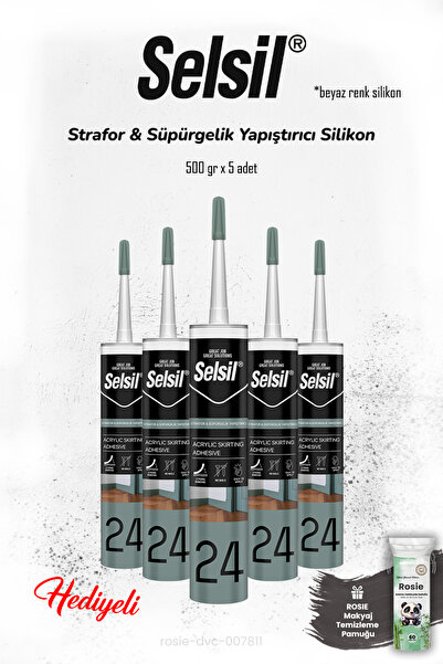 Selsil 5 adet Strafor & Süpürgelik Yapıştırıcı Silikon ve ROSIE