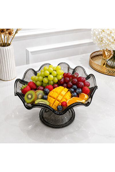 laverahome Luxury Glass Serving Plate with Elevated Stand - Elegant Design fo...