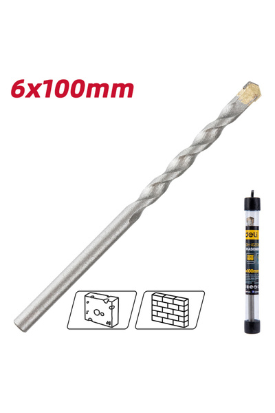 Deli τρυπάνι DH-JGZ060-E1 για τοίχο, 40Cr YG6, 6x100mm, κυλινδρικό