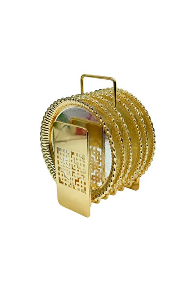 Al-Saif Kitchen 6997220926057 - طقم صحون حلا مع استاند مذهب