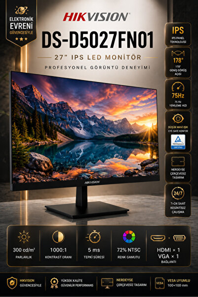 Hikvision 27 inç LED monitör / monitör / HDMI VGA monitör / bilgisayar monitö...