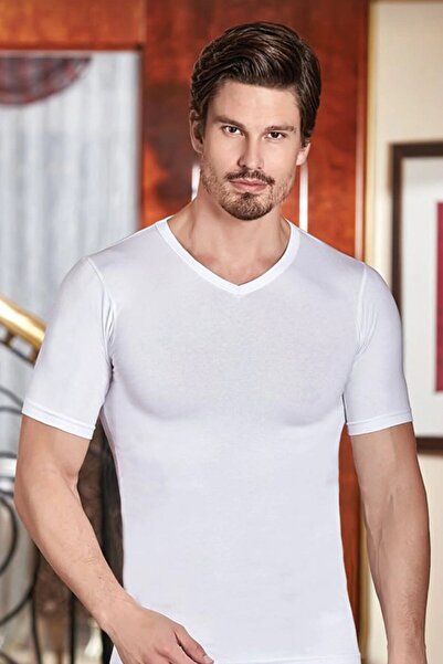 Berrak 1027 Men's Elastane Short Sleeve V-Neck Single T-Shirt