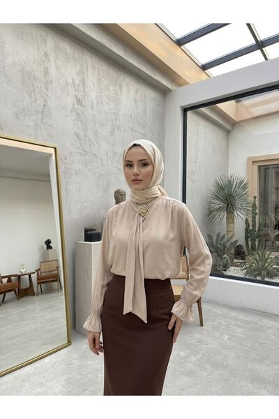 Lunsera Store Yaka Kuşak Aksesuar Detay Tunik-Taş