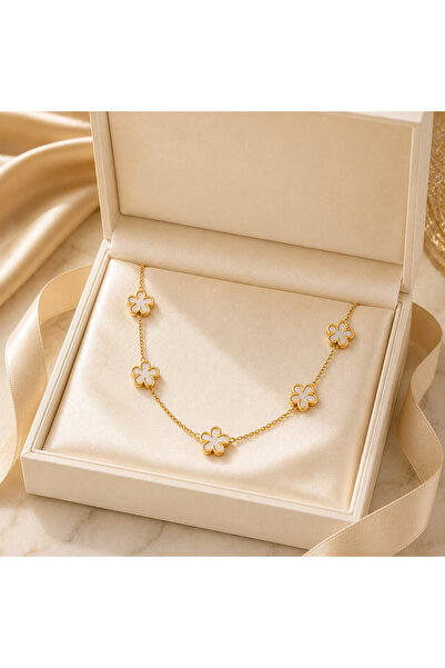 Others Luxury Gold Flower Station Necklace for Women | Elegant Floral Chain |...