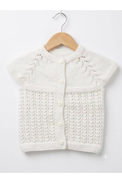 YümanınYumağı Hand Made Knitted White Baby Vest