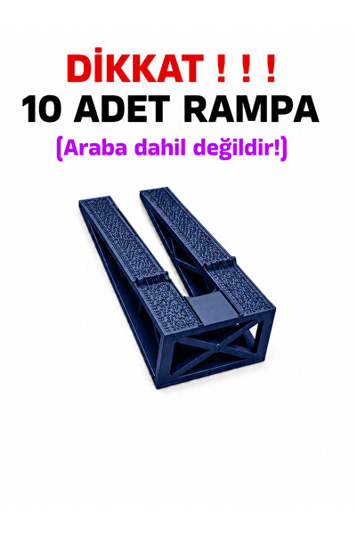 Tech Trade 1:64 Ölçek Araba Rampası - Lacivert - Lastik İzli - 10 Adet