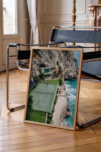 Postifull Tennis Court and Landscape Poster, Wooden Framed Poster, Old Money ...